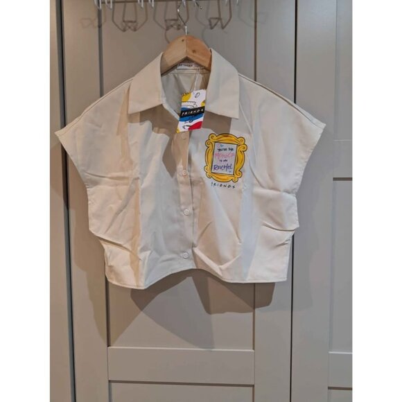 NWT Slogan Graphic Button Front Shirt, size S - Picture 5 of 7